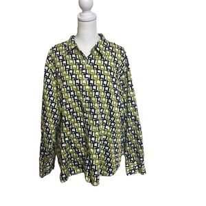 Jones New York signature woman button down long sleeve 100% cotton shirt size 3X